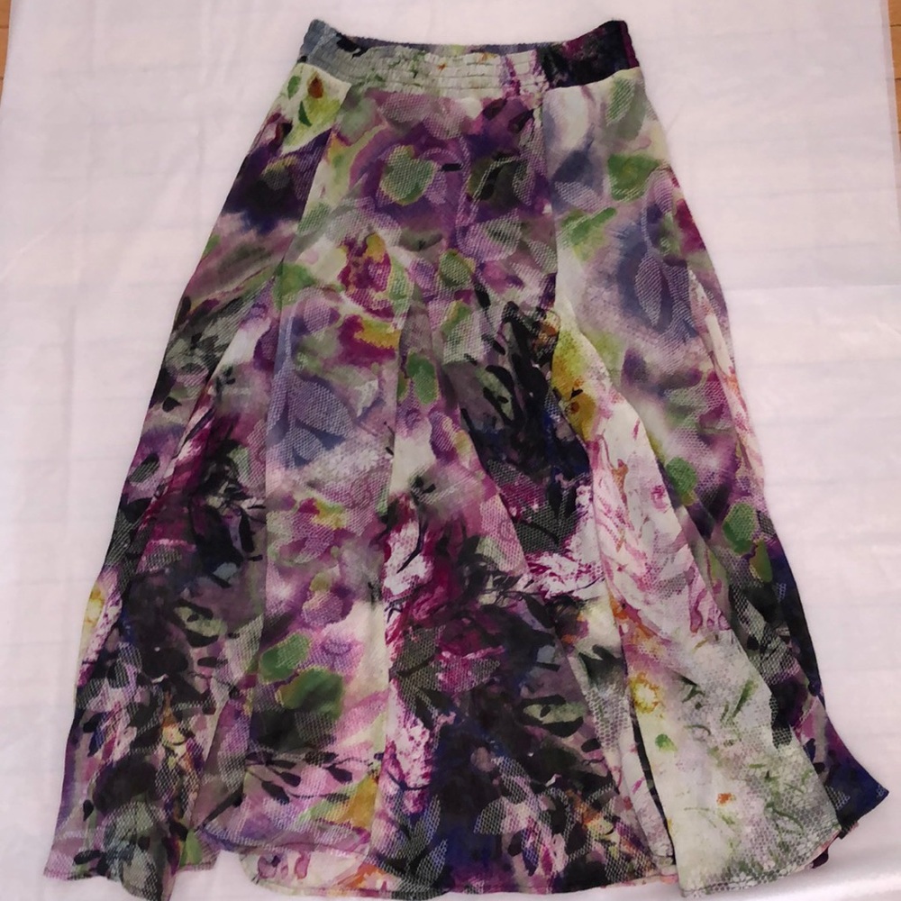 Lapis Purple Floral Print Skirt (Size S - Women)
